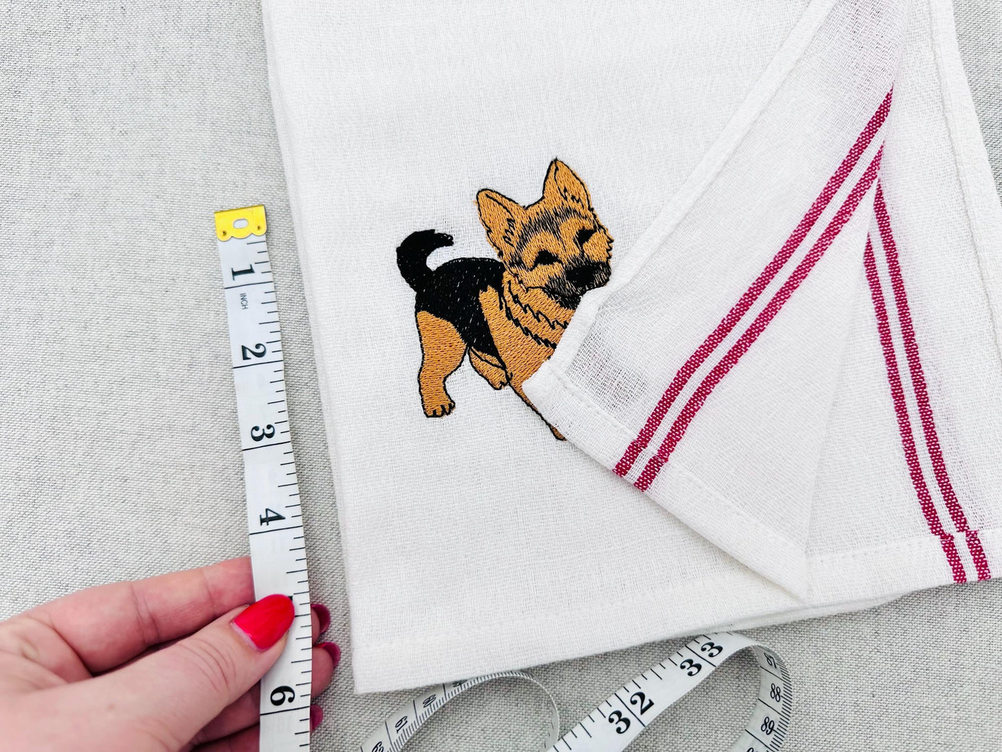 Cute Playing German Shepherd Puppy Dog Mama kitchen dish towel pet animal kids machine embroidery designs ITH