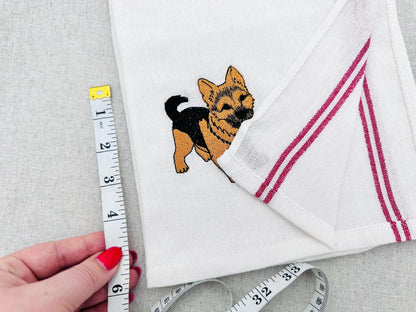 Cute Playing German Shepherd Puppy Dog Mama kitchen dish towel pet animal kids machine embroidery designs ITH