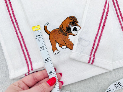 Cute Playing Boxer Puppy Dog Mama kitchen dish towel pet animal kids machine embroidery designs ITH