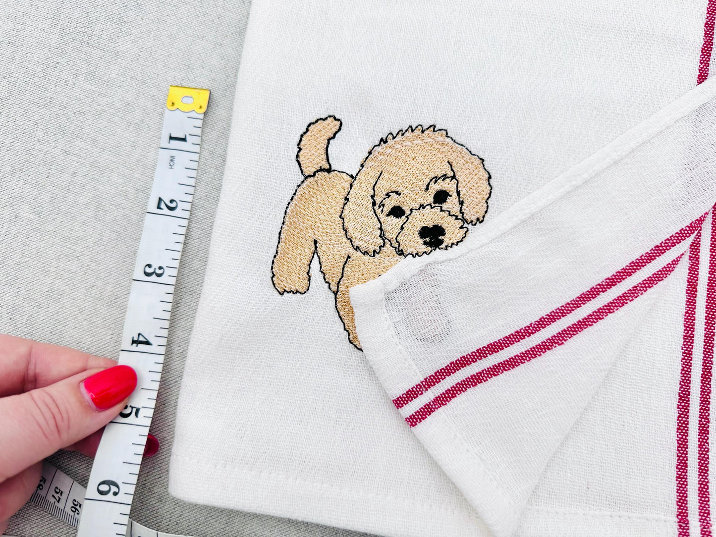 Cute Playing Little Poodle Puppy Dog Mama kitchen dish towel pet animal kids machine embroidery designs