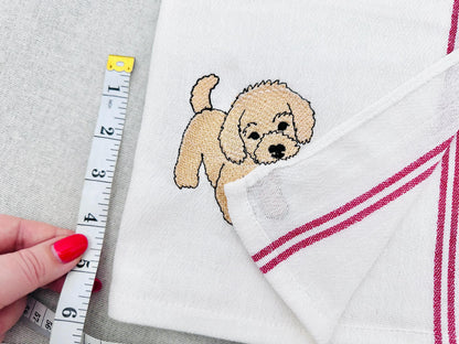 Cute Playing Little Poodle Puppy Dog Mama kitchen dish towel pet animal kids machine embroidery designs