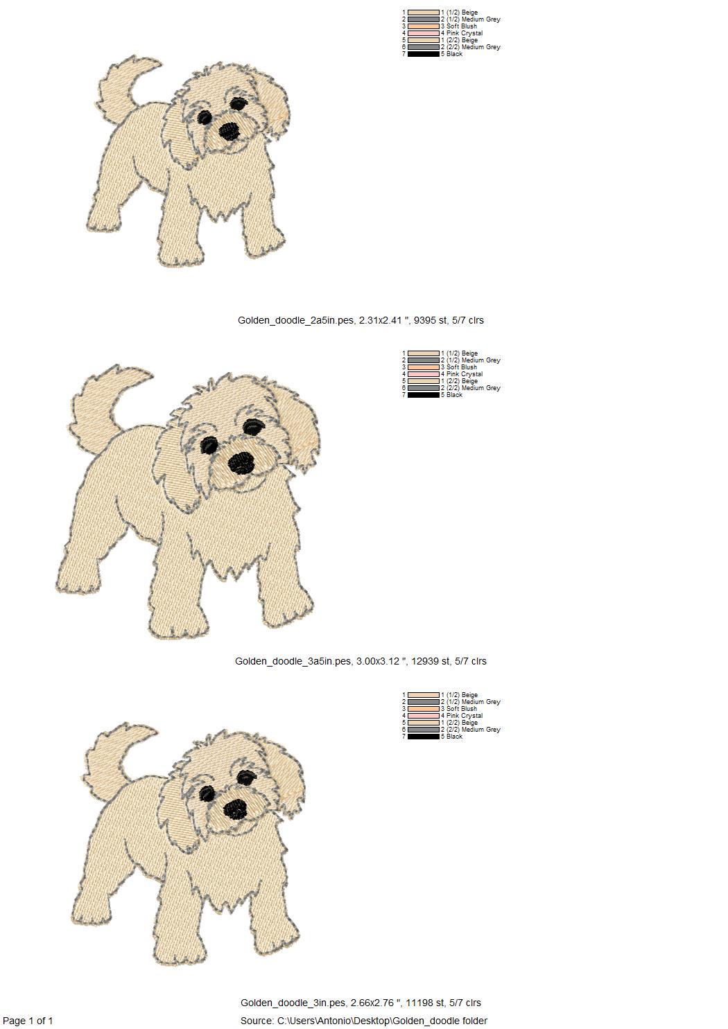 Playing Little Golden Doodle Puppy Dog Mama kitchen dish towel animal kids machine embroidery designs ITH