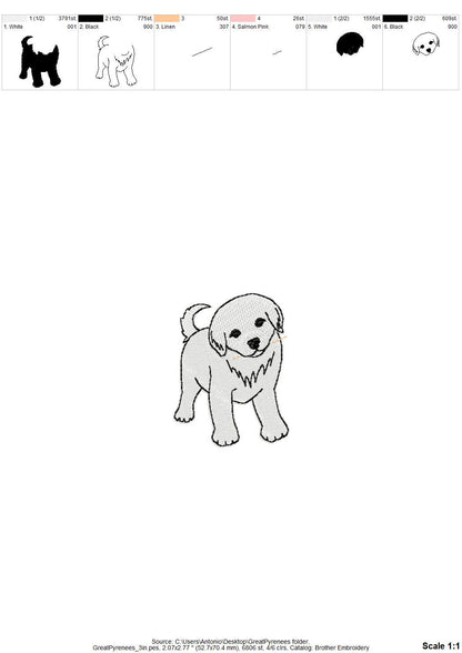 Playing Little Great Pyrenees Puppy Dog Mama kitchen dish towel animal kids machine embroidery designs ITH