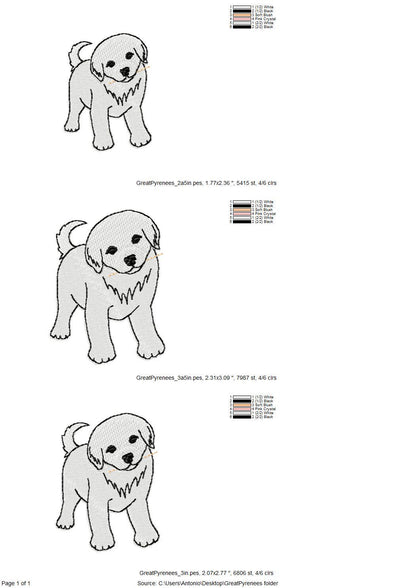 Playing Little Great Pyrenees Puppy Dog Mama kitchen dish towel animal kids machine embroidery designs ITH