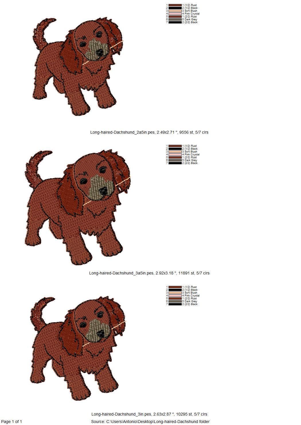 Playing long haired Dachshund Puppy Dog kitchen dish towel animal machine embroidery designs ITH