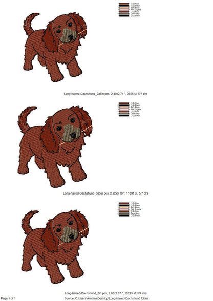Playing long haired Dachshund Puppy Dog kitchen dish towel animal machine embroidery designs ITH