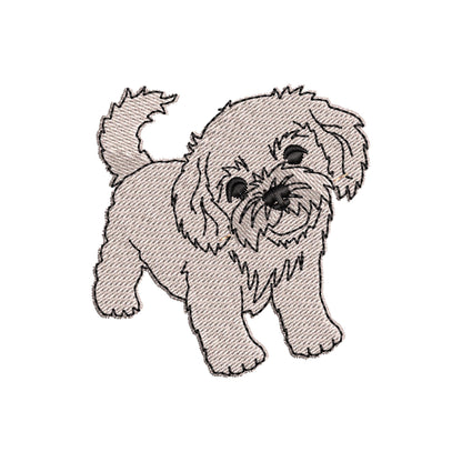 Playing Little Maltipoo Puppy Dog Mama kitchen dish towel animal pet thief machine embroidery designs ITH