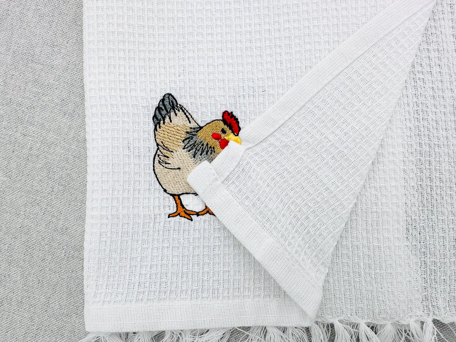 Cute Playing Chicken Animal Thief kitchen dish towel Farm bird Chicken Mama machine embroidery designs ITH