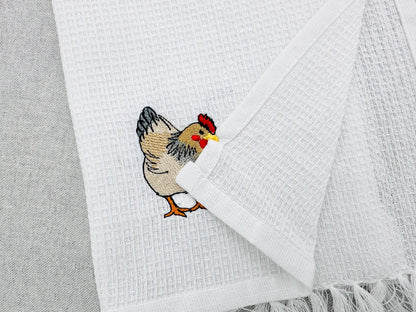 Cute Playing Chicken Animal Thief kitchen dish towel Farm bird Chicken Mama machine embroidery designs ITH