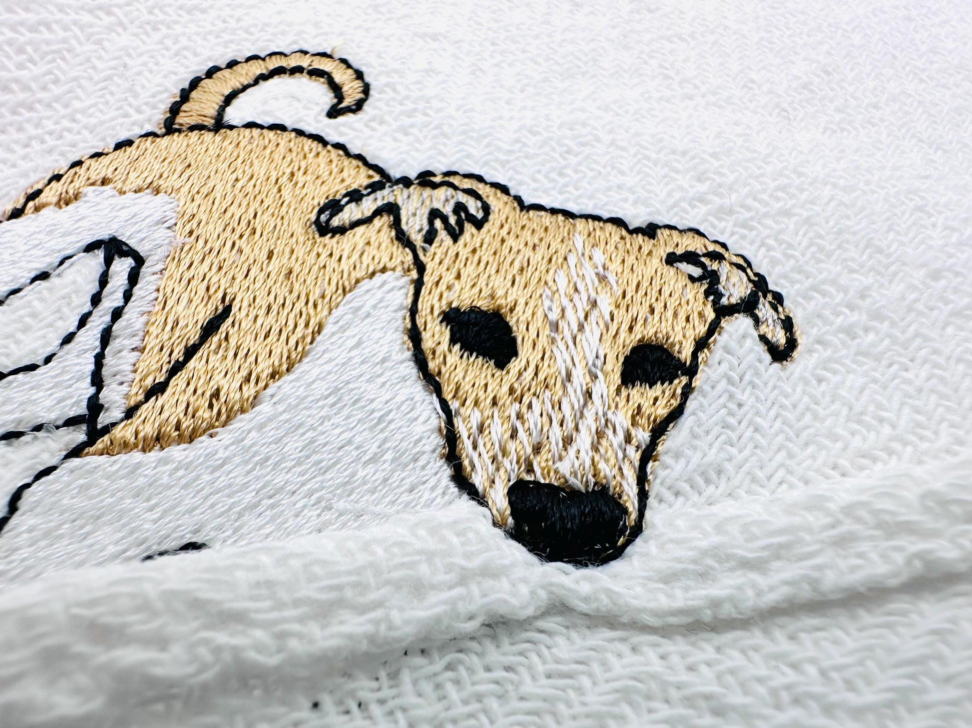 Cute Playing Little Greyhound Puppy Dog Mama kitchen dish towel animal thief kids machine embroidery designs ITH