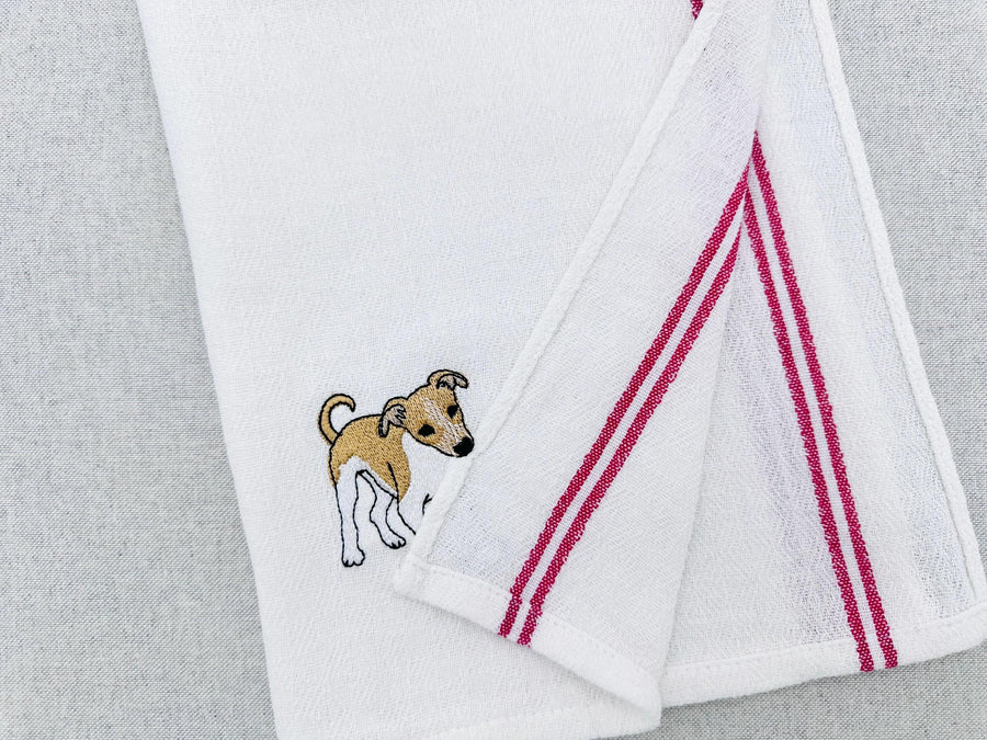 Cute Playing Little Greyhound Puppy Dog Mama kitchen dish towel animal thief kids machine embroidery designs ITH
