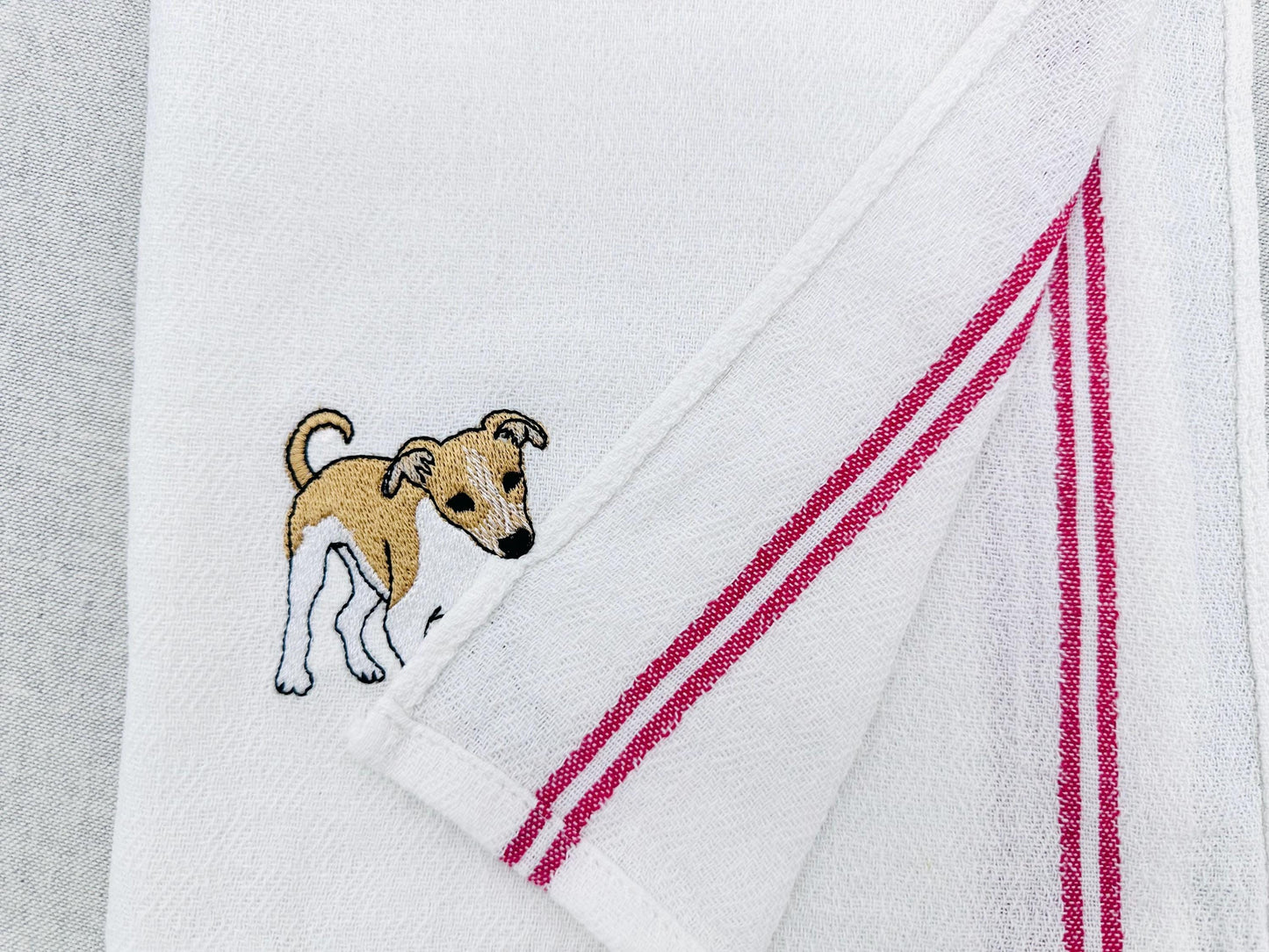 Cute Playing Little Greyhound Puppy Dog Mama kitchen dish towel animal thief kids machine embroidery designs ITH