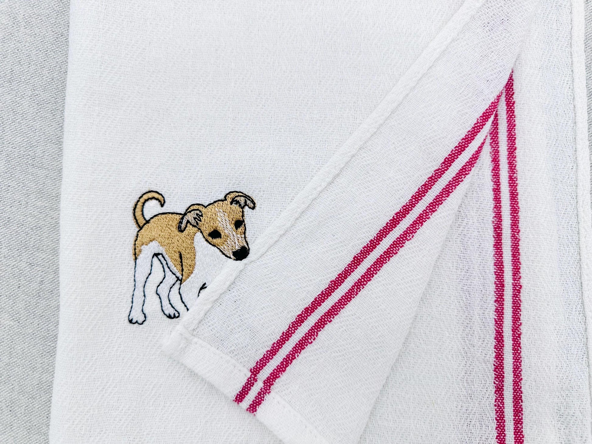 Cute Playing Little Greyhound Puppy Dog Mama kitchen dish towel animal thief kids machine embroidery designs ITH