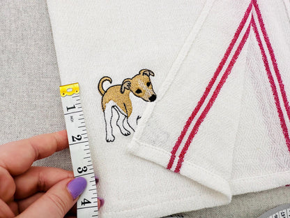 Cute Playing Little Greyhound Puppy Dog Mama kitchen dish towel animal thief kids machine embroidery designs ITH