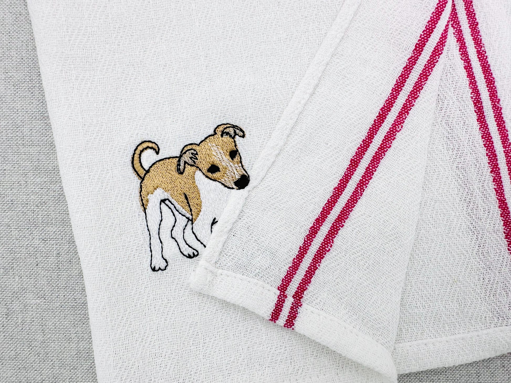 Cute Playing Little Greyhound Puppy Dog Mama kitchen dish towel animal thief kids machine embroidery designs ITH