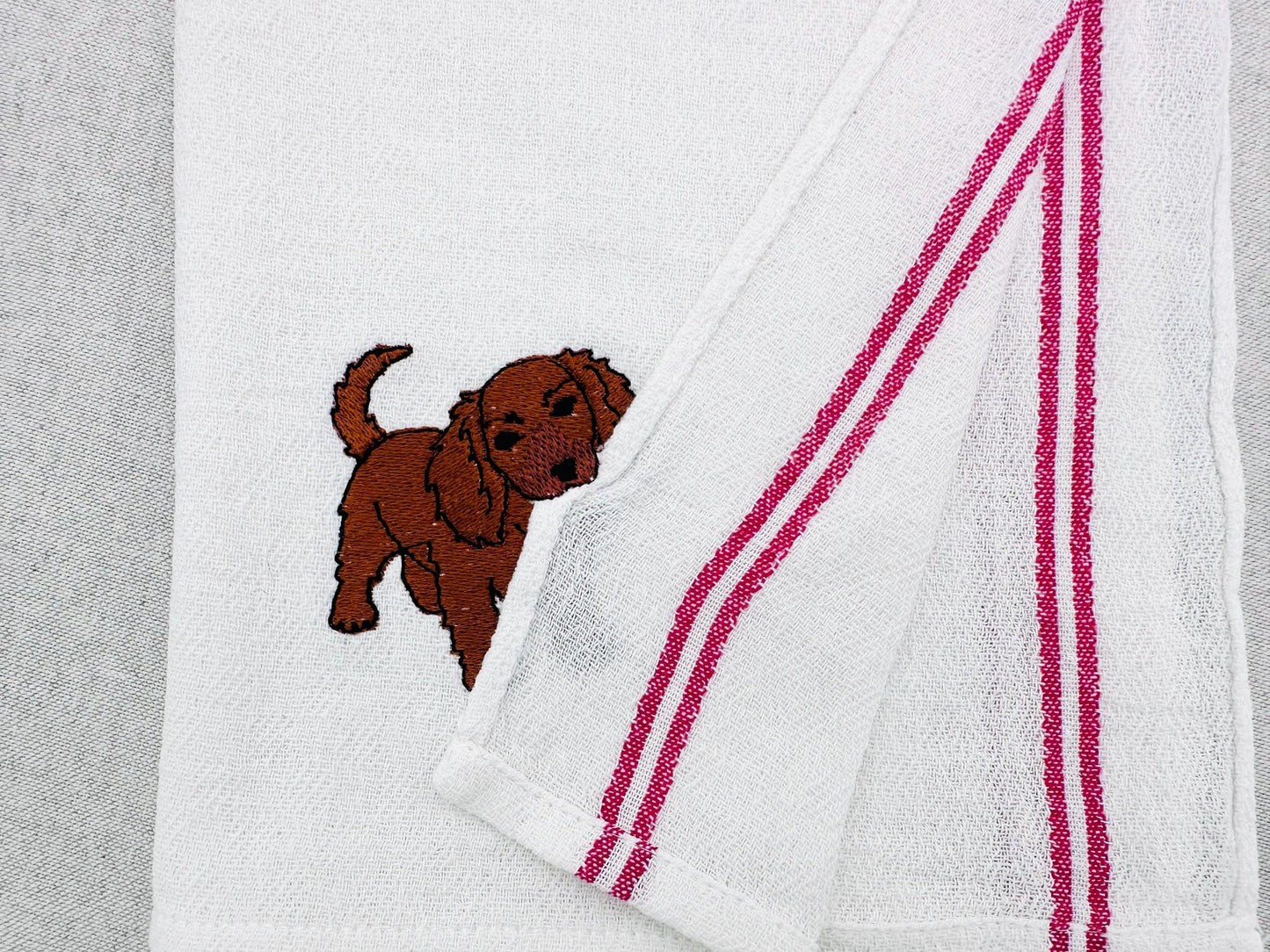 Playing long haired Dachshund Puppy Dog kitchen dish towel animal machine embroidery designs ITH