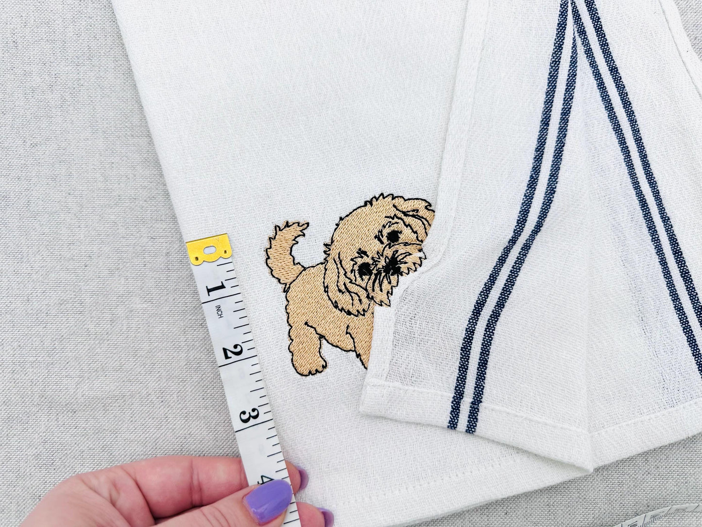 Playing Little Maltipoo Puppy Dog Mama kitchen dish towel animal pet thief machine embroidery designs ITH