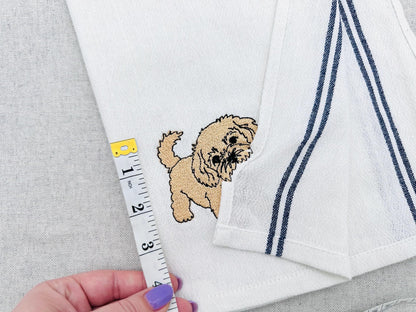 Playing Little Maltipoo Puppy Dog Mama kitchen dish towel animal pet thief machine embroidery designs ITH
