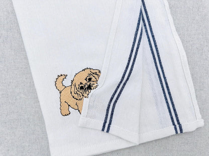 Playing Little Maltipoo Puppy Dog Mama kitchen dish towel animal pet thief machine embroidery designs ITH