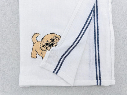 Playing Little Maltipoo Puppy Dog Mama kitchen dish towel animal pet thief machine embroidery designs ITH