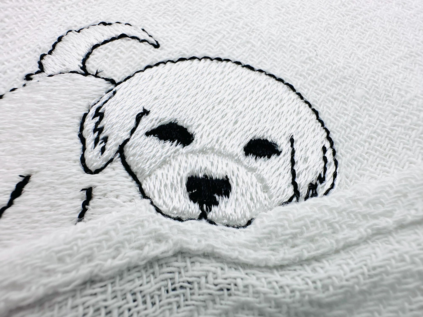 Playing Little Great Pyrenees Puppy Dog Mama kitchen dish towel animal kids machine embroidery designs ITH