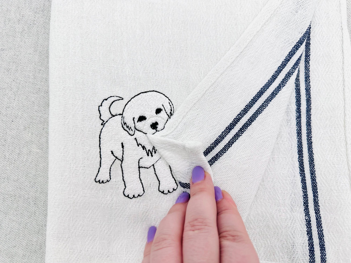 Playing Little Great Pyrenees Puppy Dog Mama kitchen dish towel animal kids machine embroidery designs ITH