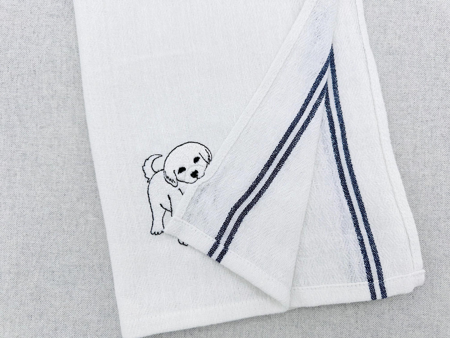 Playing Little Great Pyrenees Puppy Dog Mama kitchen dish towel animal kids machine embroidery designs ITH