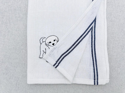 Playing Little Great Pyrenees Puppy Dog Mama kitchen dish towel animal kids machine embroidery designs ITH