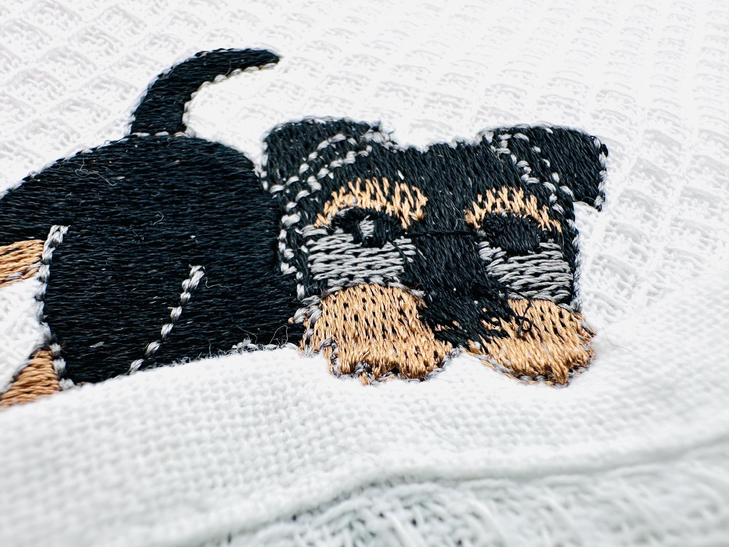 Playing wirehaired German Terrier Puppy Dog kitchen dish towel animal machine embroidery designs ITH