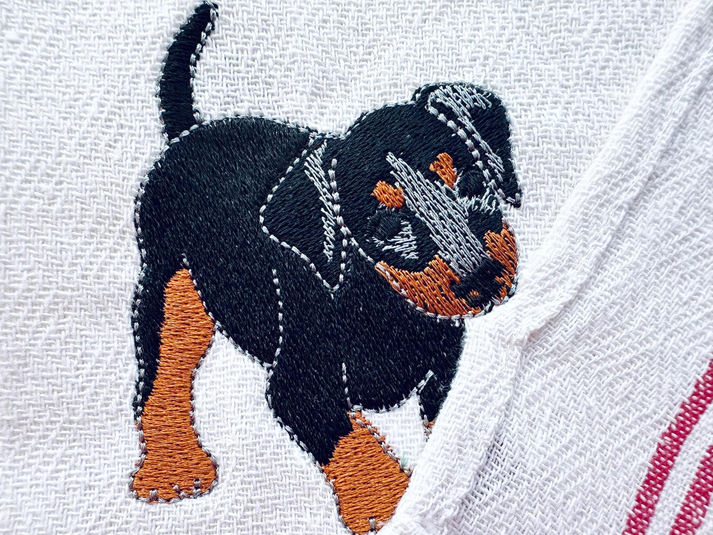 Playing Little Doberman Puppy Dog Mama kitchen dish towel pet animal kids machine embroidery designs ITH