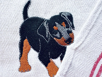 Playing Little Doberman Puppy Dog Mama kitchen dish towel pet animal kids machine embroidery designs ITH