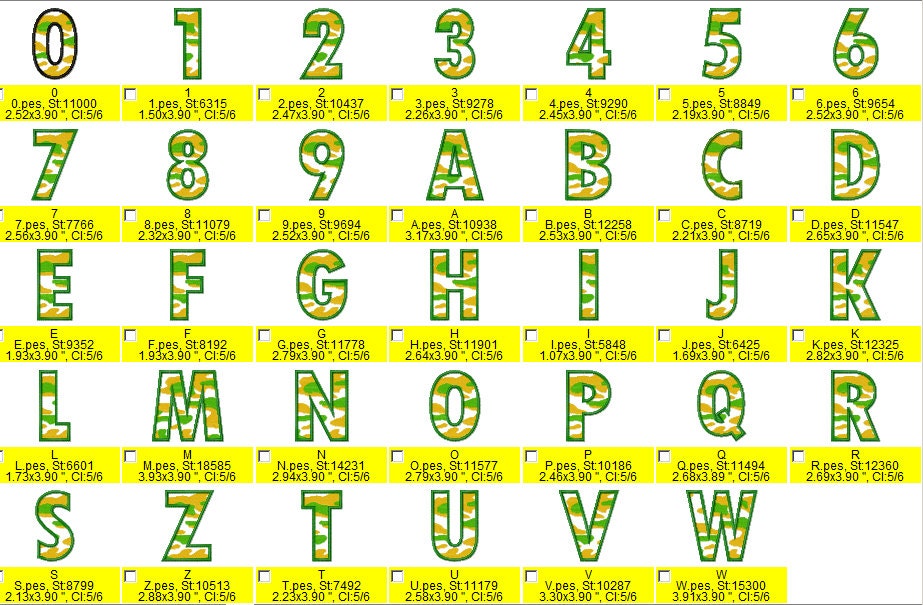 Camo Camouflage Font Applique boys Alphabet Monogram machine embroidery designs 