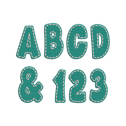 Fill stitch Pop Font with hand-stitch look top machine embroidery designs kids Alphabet