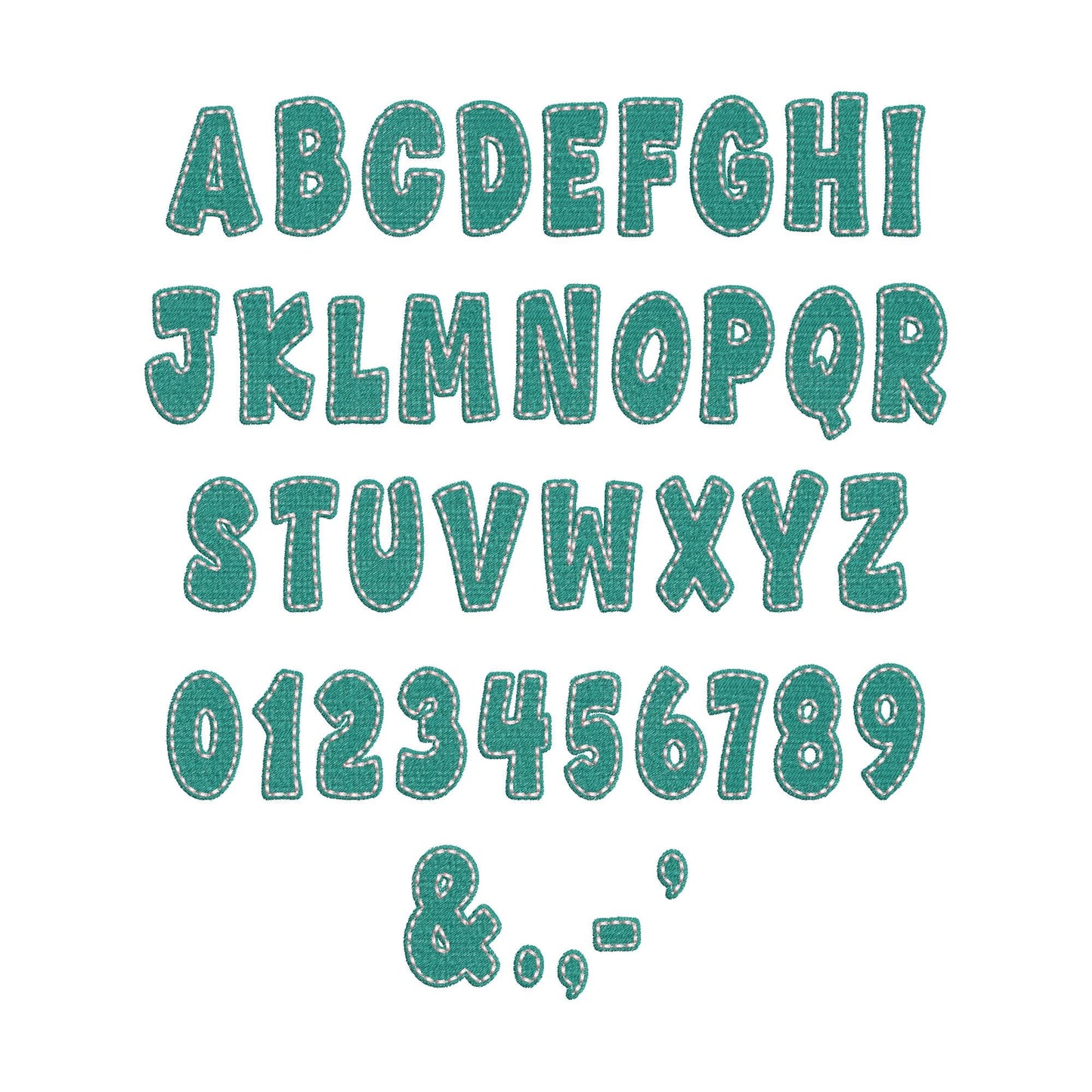 Fill stitch Pop Font with hand-stitch look top machine embroidery designs kids Alphabet