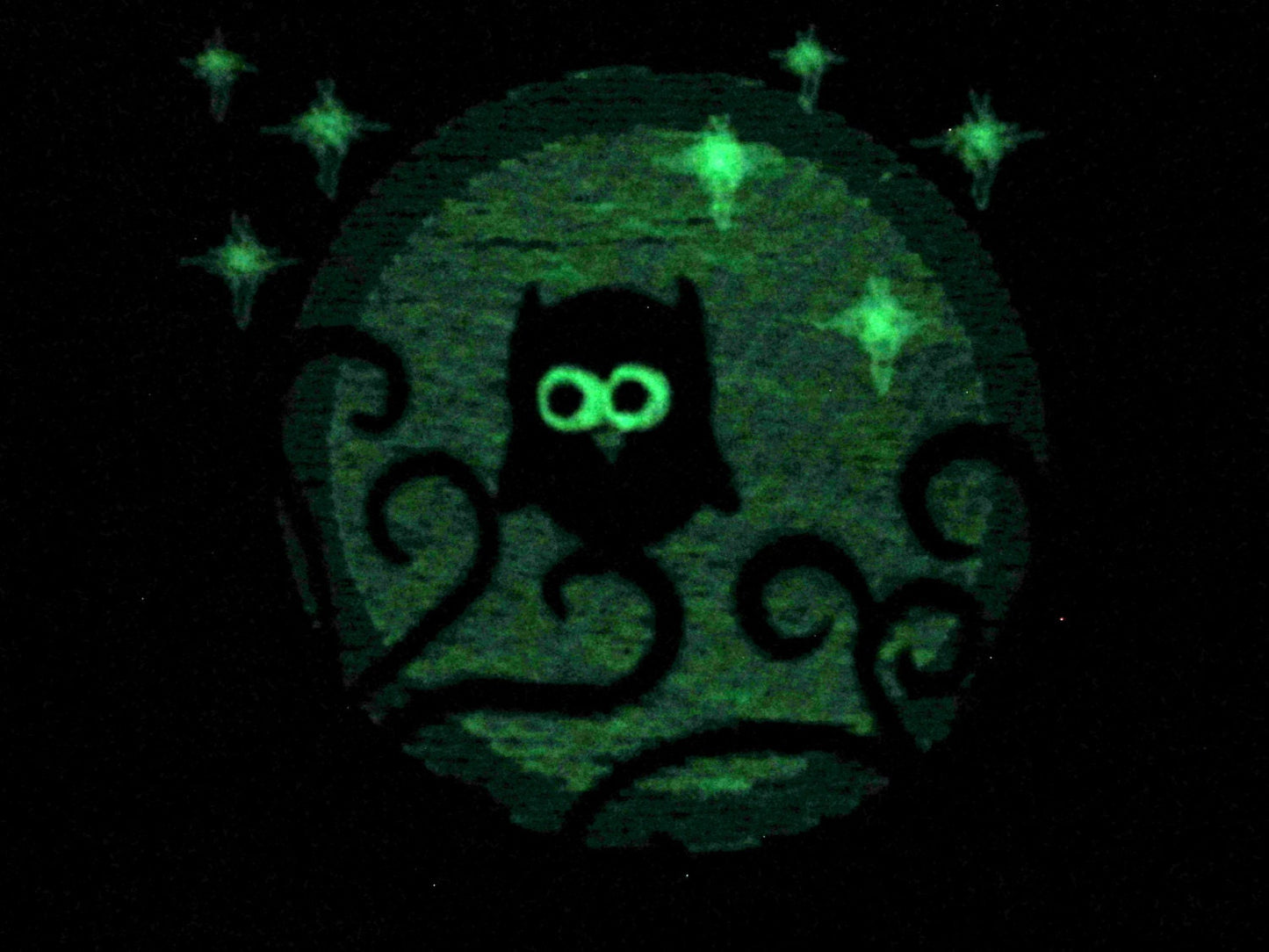 Night owl / Glow in the dark special designed machine embroidery 