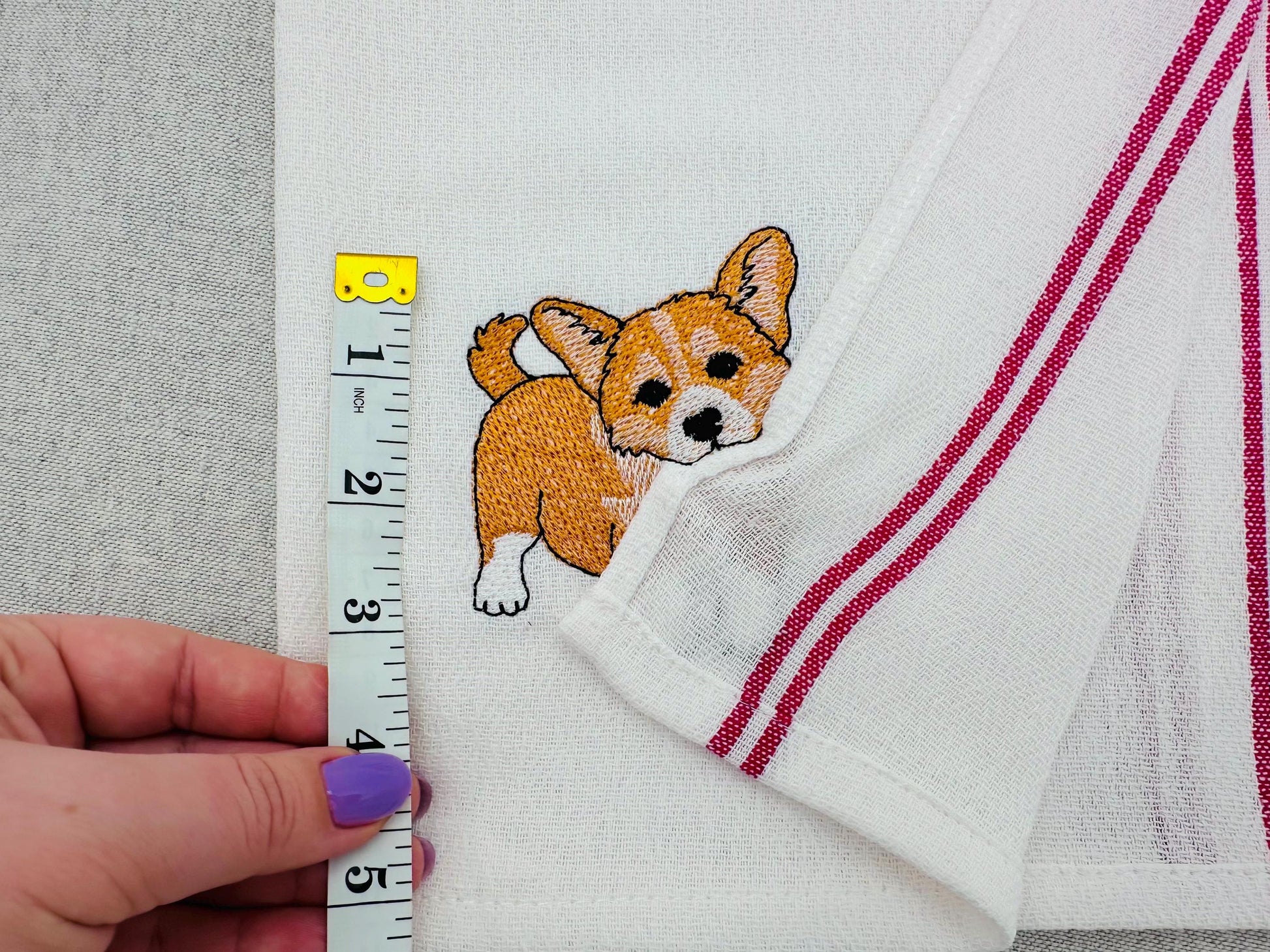 Lovely playing Corgi Puppy Dog Mama kitchen dish towel pet animal kids machine embroidery designs ITH