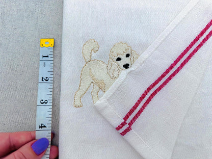 Playing Classic Poodle Puppy Dog Mama kitchen dish towel pet animal kids machine embroidery designs ITH