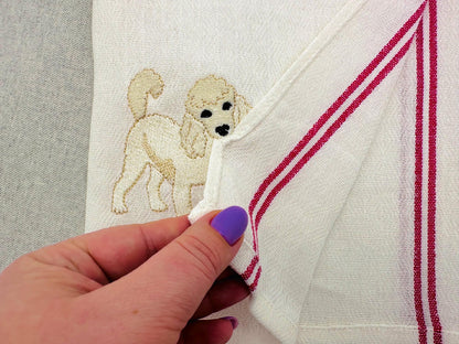 Playing Classic Poodle Puppy Dog Mama kitchen dish towel pet animal kids machine embroidery designs ITH