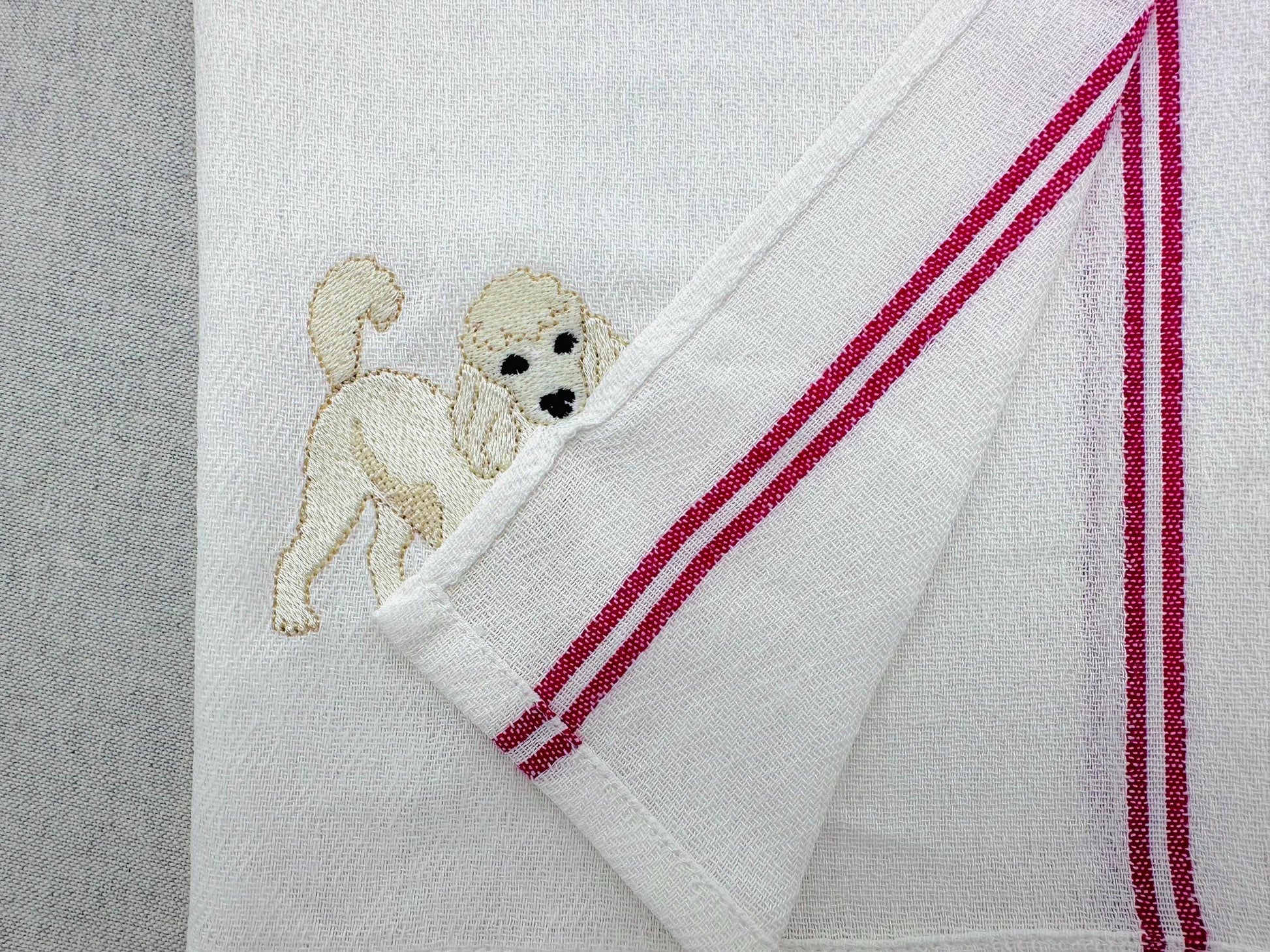 Playing Classic Poodle Puppy Dog Mama kitchen dish towel pet animal kids machine embroidery designs ITH