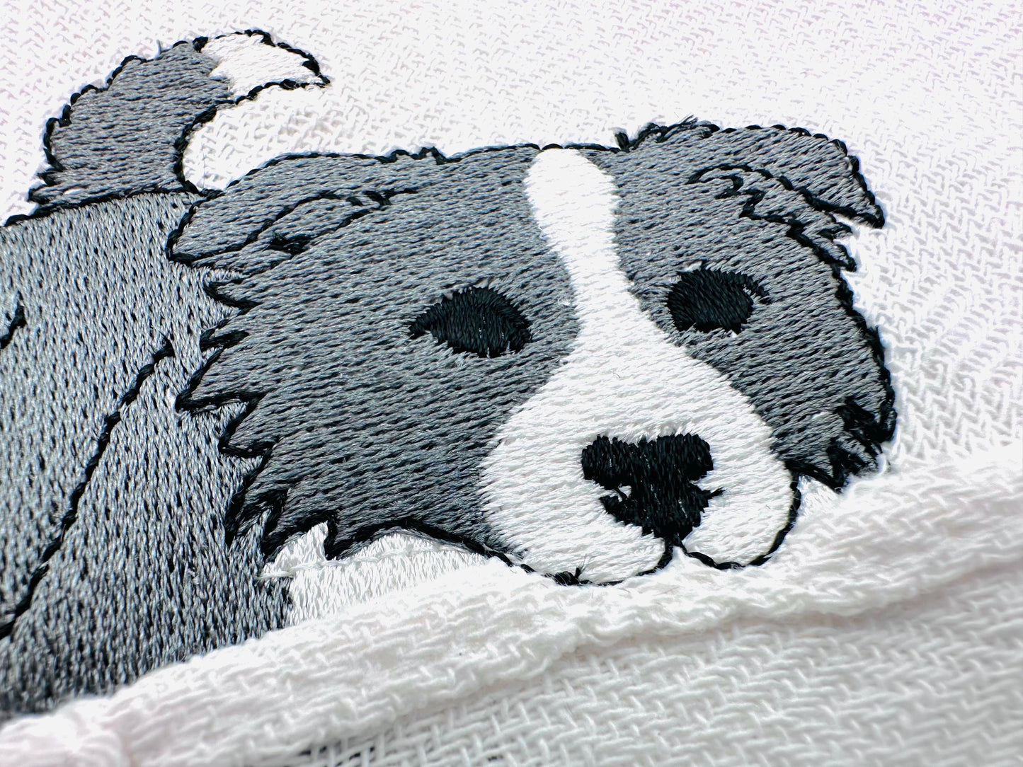 Playing Border Collie Puppy Dog Mama kitchen dish towel pet animal kids machine embroidery designs ITH