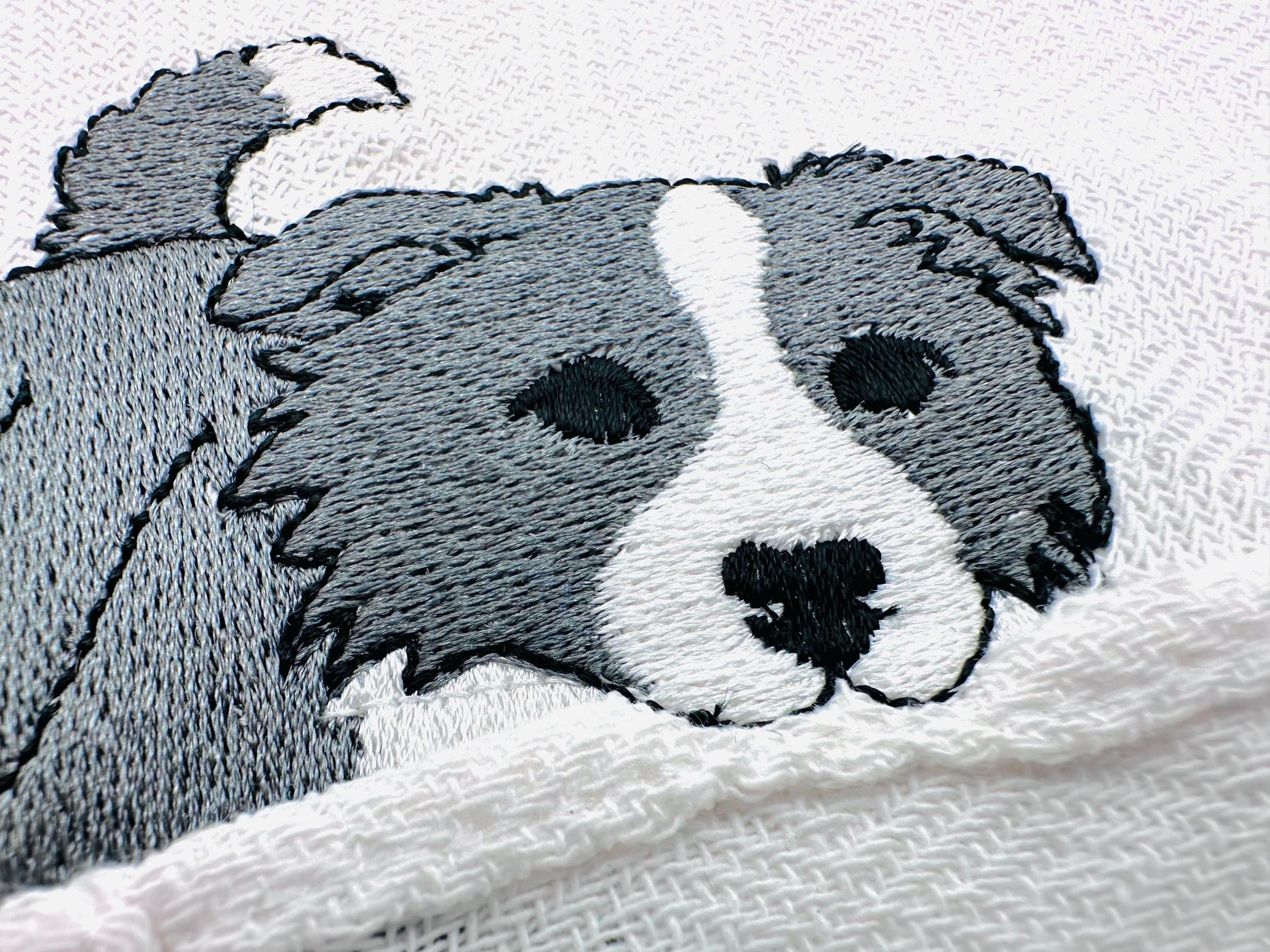 Playing Border Collie Puppy Dog Mama kitchen dish towel pet animal kids machine embroidery designs ITH