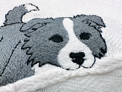 Playing Border Collie Puppy Dog Mama kitchen dish towel pet animal kids machine embroidery designs ITH