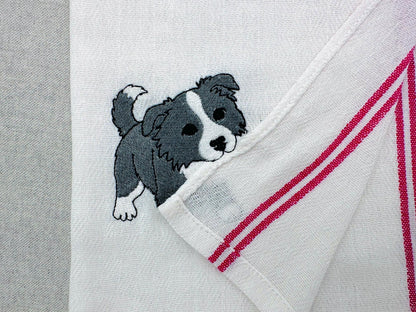 Playing Border Collie Puppy Dog Mama kitchen dish towel pet animal kids machine embroidery designs ITH