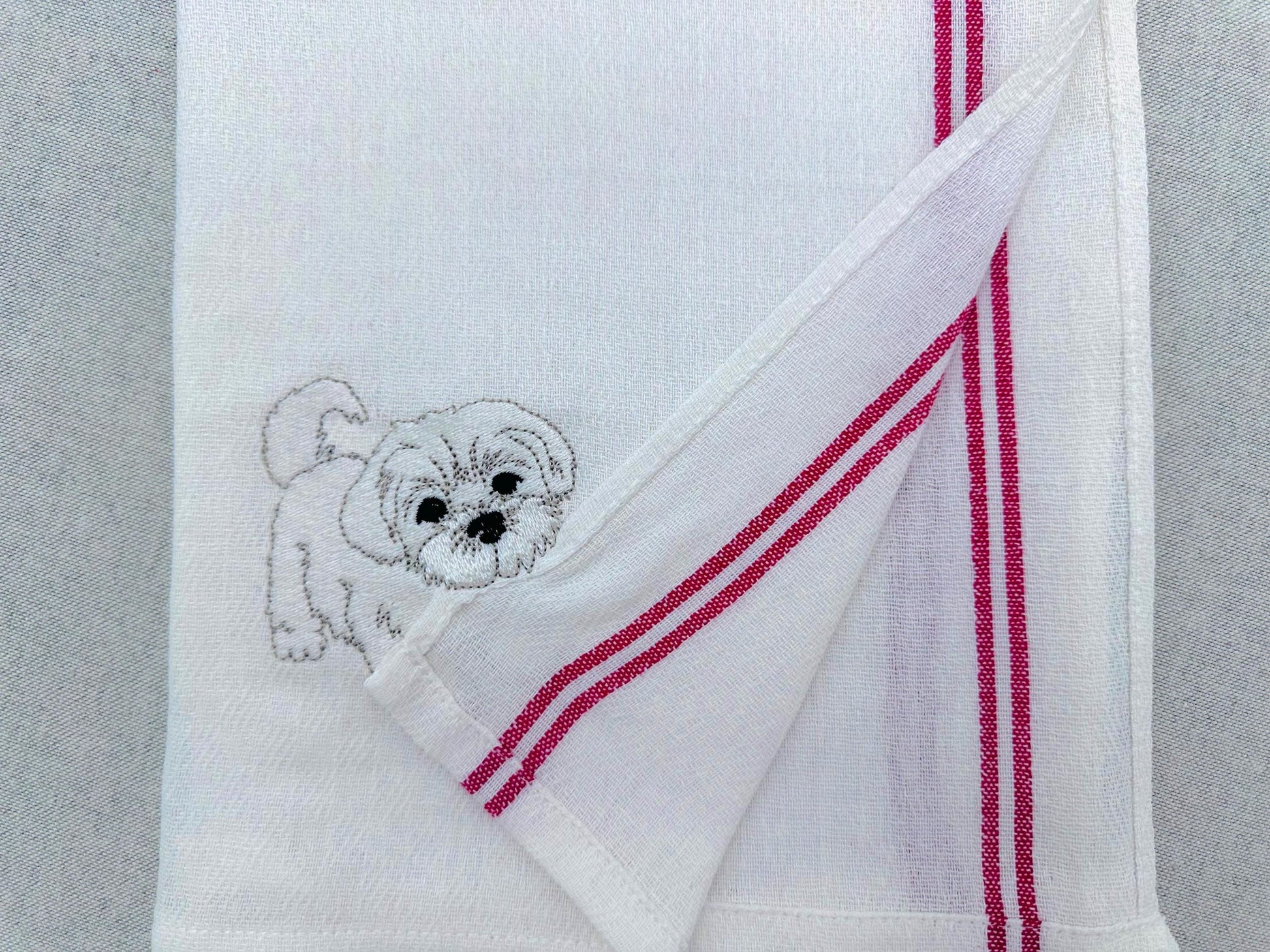 Lovely playing Maltese Puppy Dog Mama kitchen dish towel pet animal kids machine embroidery designs ITH
