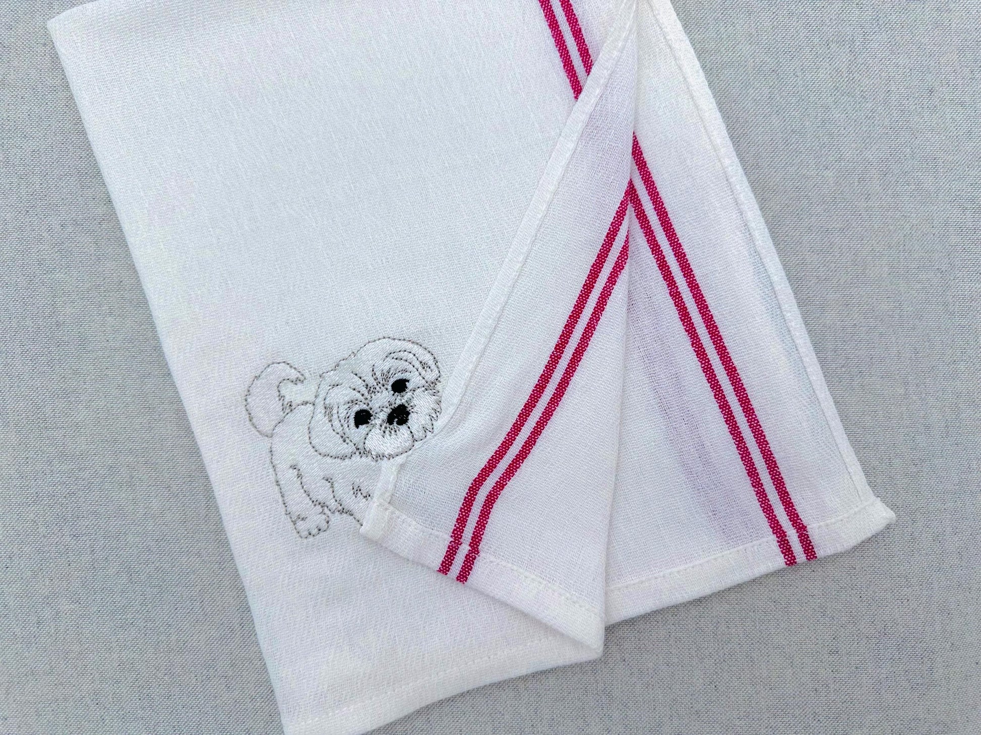 Lovely playing Maltese Puppy Dog Mama kitchen dish towel pet animal kids machine embroidery designs ITH