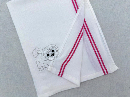 Lovely playing Maltese Puppy Dog Mama kitchen dish towel pet animal kids machine embroidery designs ITH