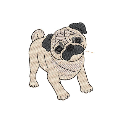 Lovely playing Pug Puppy Dog Mama kitchen dish towel pet animal kids machine embroidery designs ITH