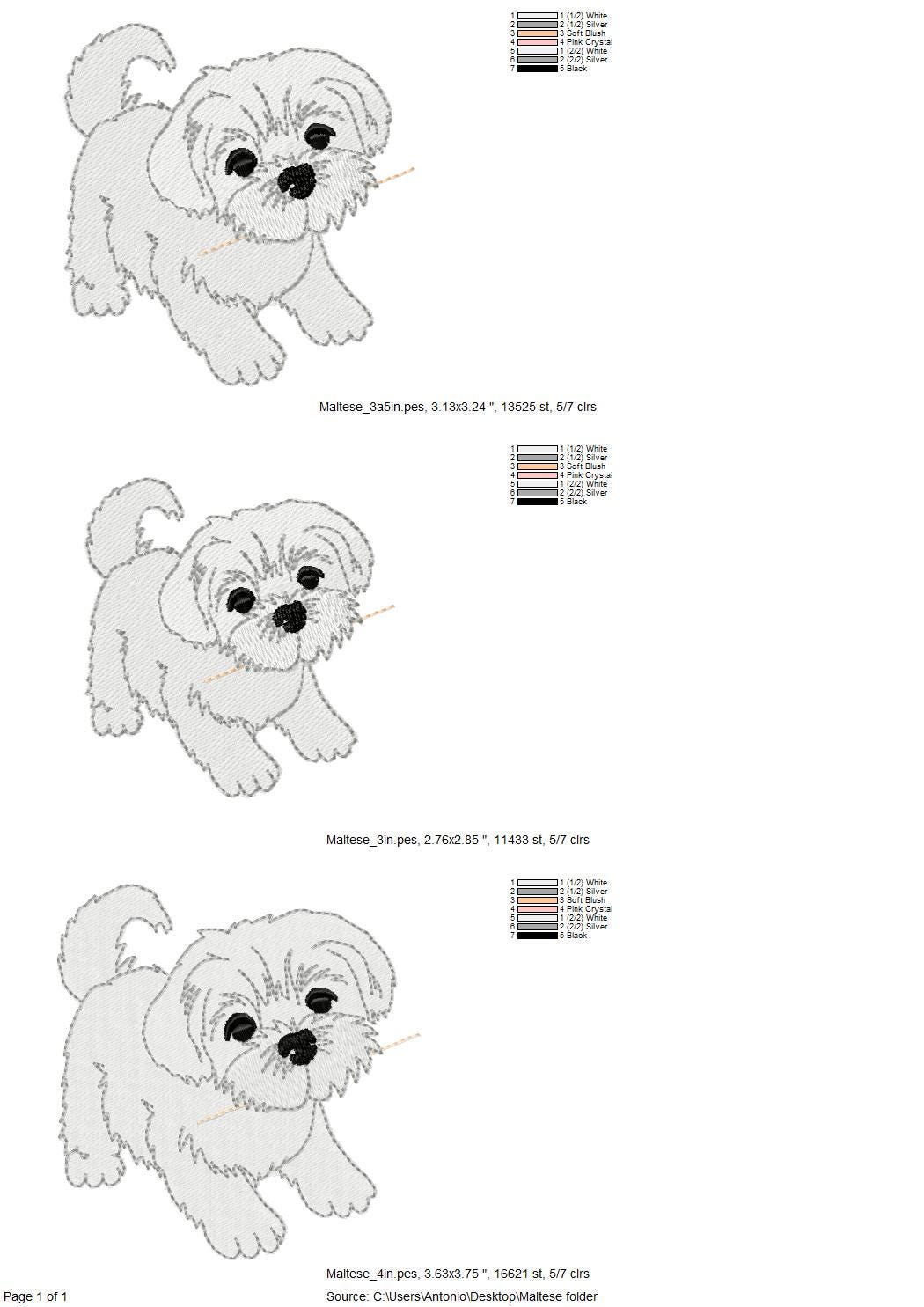 Lovely playing Maltese Puppy Dog Mama kitchen dish towel pet animal kids machine embroidery designs ITH