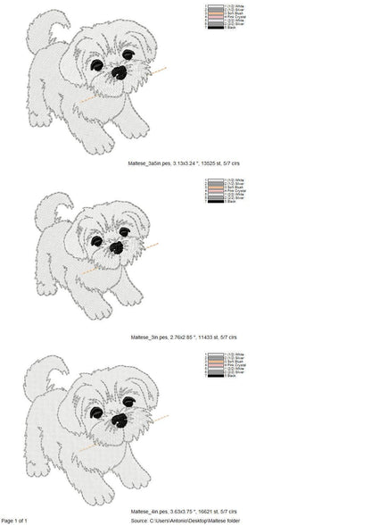 Lovely playing Maltese Puppy Dog Mama kitchen dish towel pet animal kids machine embroidery designs ITH