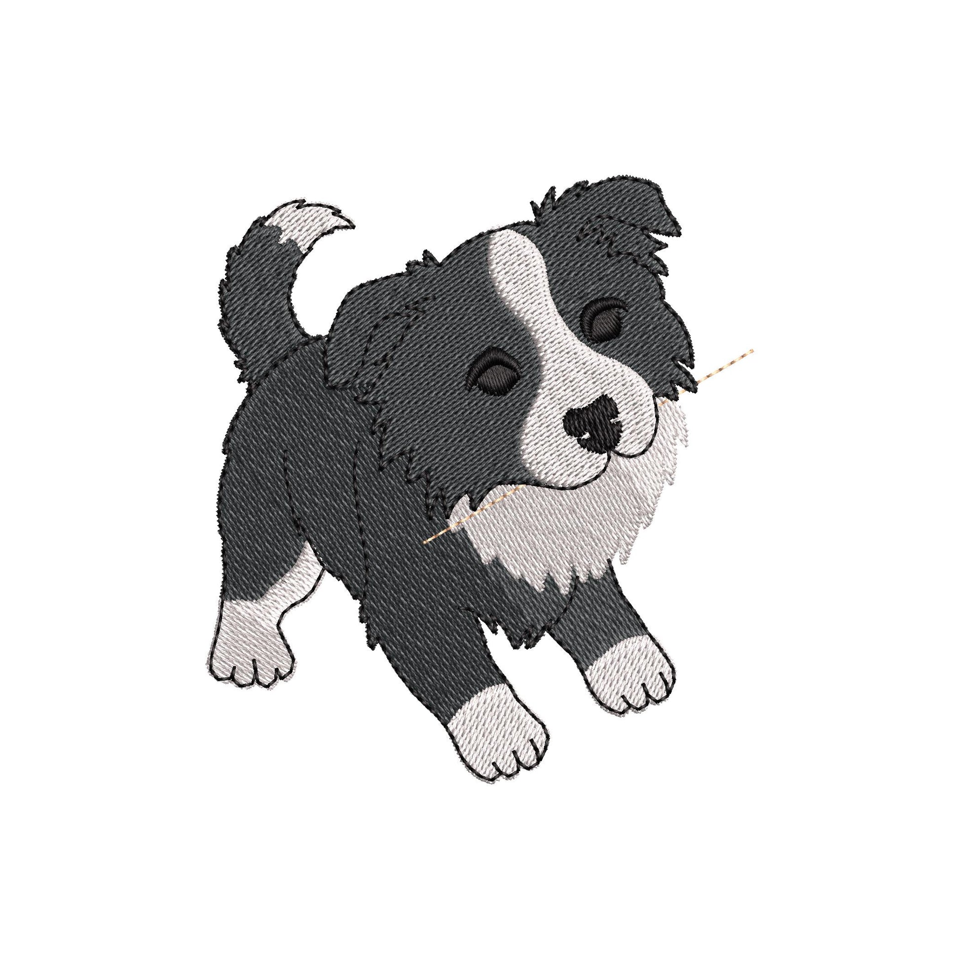 Playing Border Collie Puppy Dog Mama kitchen dish towel pet animal kids machine embroidery designs ITH